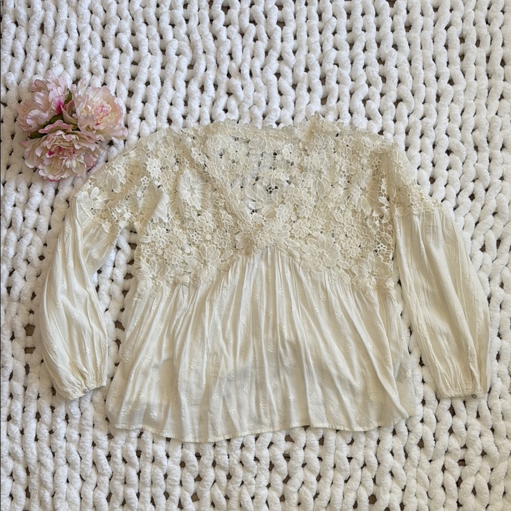 Free People Cream Lace Women's Top XS